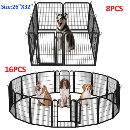 Dog Playpen with Door, Outdoor/Indoor Foldable Metal Pet Fence, Heavy Duty Puppy Exercise Pen for Yard, RV Camping,