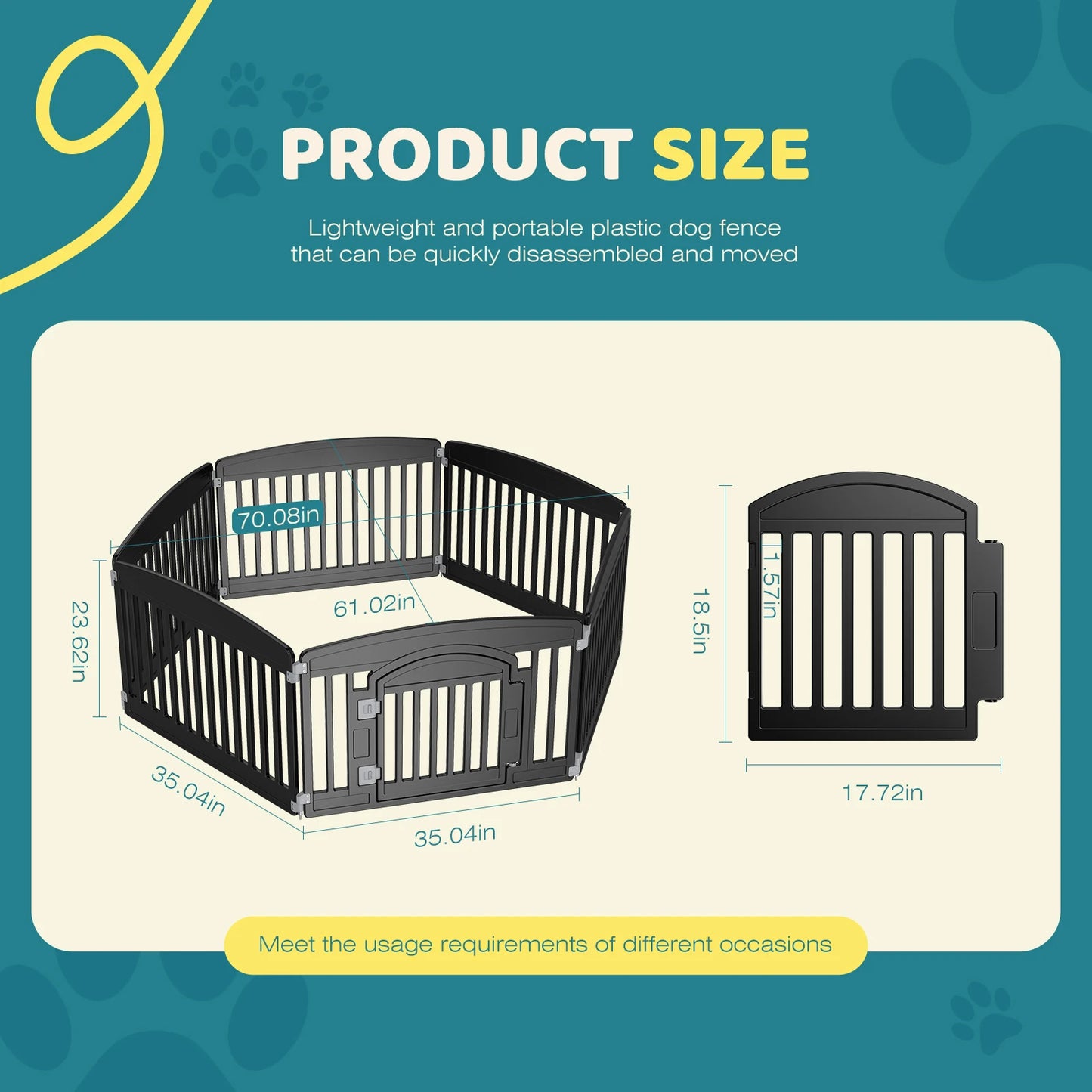 Plastic Folding Portable Dog Playpen for Medium Dogs, which can be placed indoor or outdoor