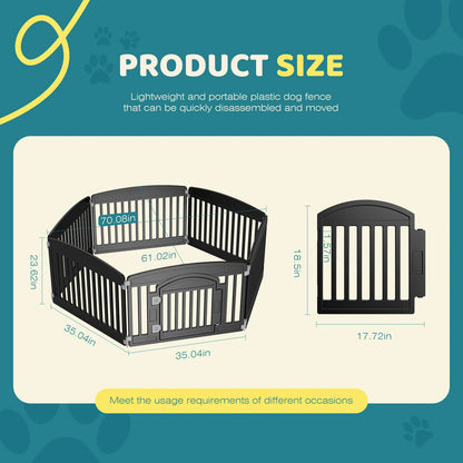 Plastic Folding Portable Dog Playpen for Medium Dogs, which can be placed indoor or outdoor