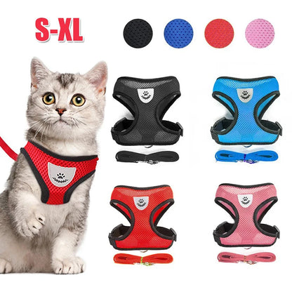 Cat and Dog Harness with Lead Leash, Adjustable Vest,  Polyester Mesh Breathable Harnesses, Reflective sti for Small Dogs and Cats