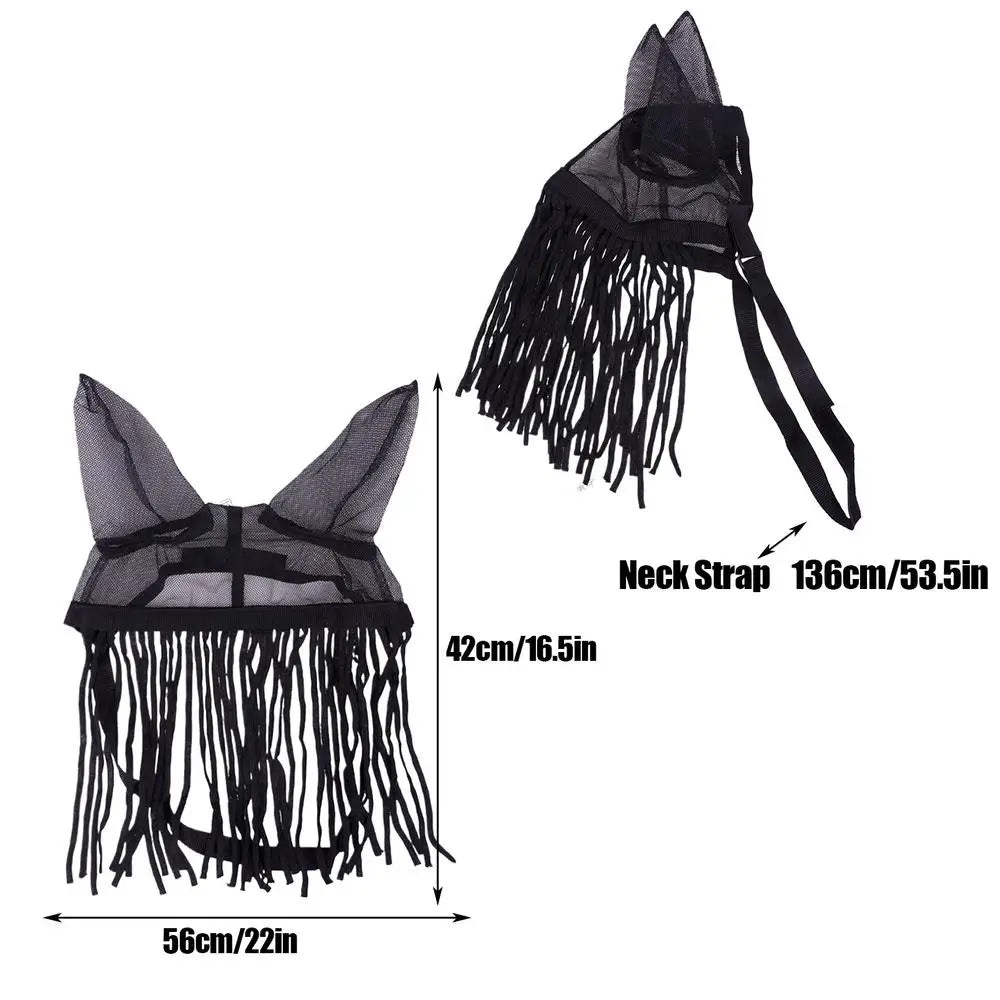 Horse Fly Cover With Ear Mesh With Tassels