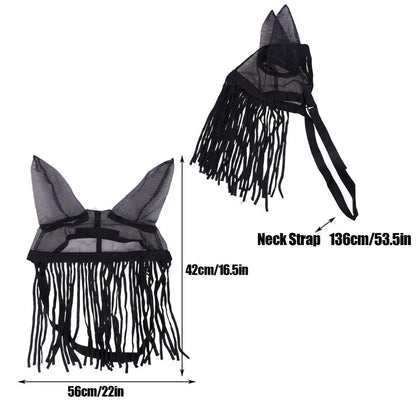 Horse Fly Cover With Ear Mesh With Tassels