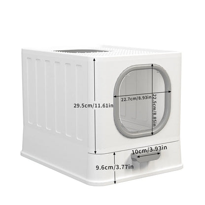 Cat Litter Box with Lid, Enclosed Cat Potty, Top Entry Anti-Splashing,  Easy to Clean with Cat Litter Scoop