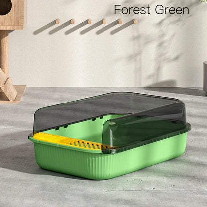 Semi-Enclosed Litter Box, Splashproof  with Enclosed Sandbox