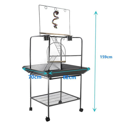 Indoor or Outdoor Birds Playground with Swing, Stand, and Wheels for Parakeets