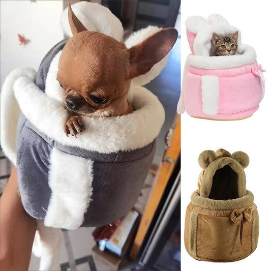Outdoor Travel Chihuahua Carrier Backpack, Winter Warm Pet Carrying Bags for Small Dogs