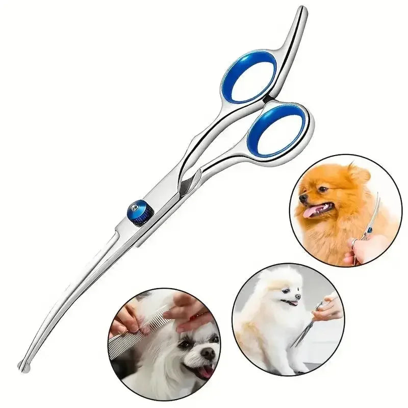 Ambidextrous Pet Safe Scissors, Stainless Steel Dog Grooming Shears with round Head for Precision Trimming
