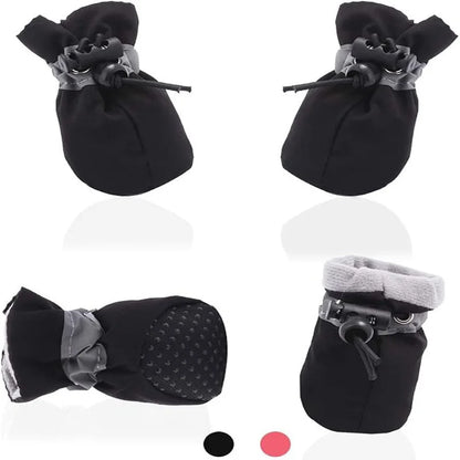 4Pcs Dog Boots, Waterproof, Non-slip, Reflective Strip , Adjustable Drawstring, Soft Breathable Shoes for Small and Medium Dogs