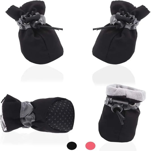 4Pcs Dog Boots, Waterproof, Non-slip, Reflective Strip , Adjustable Drawstring, Soft Breathable Shoes for Small and Medium Dogs