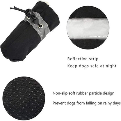 4Pcs Dog Boots, Waterproof, Non-slip, Reflective Strip , Adjustable Drawstring, Soft Breathable Shoes for Small and Medium Dogs