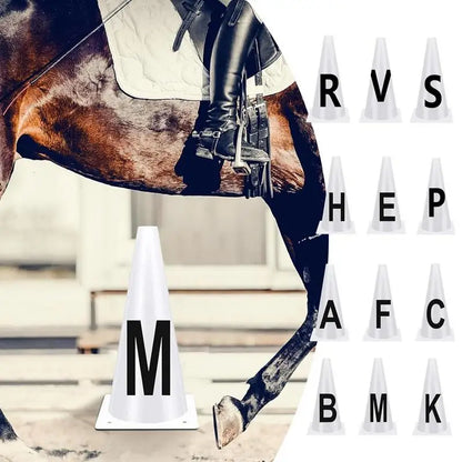 Horse Training Equipment , Portable White Dressage Letter Cone Set, Horse Training Equipment, Stackable Sports Training Cone