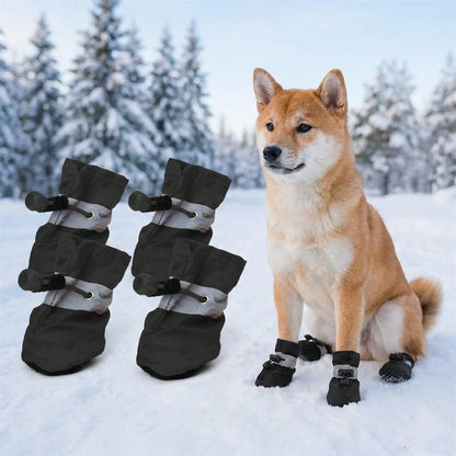 4Pcs Dog Boots, Waterproof, Non-slip, Reflective Strip , Adjustable Drawstring, Soft Breathable Shoes for Small and Medium Dogs