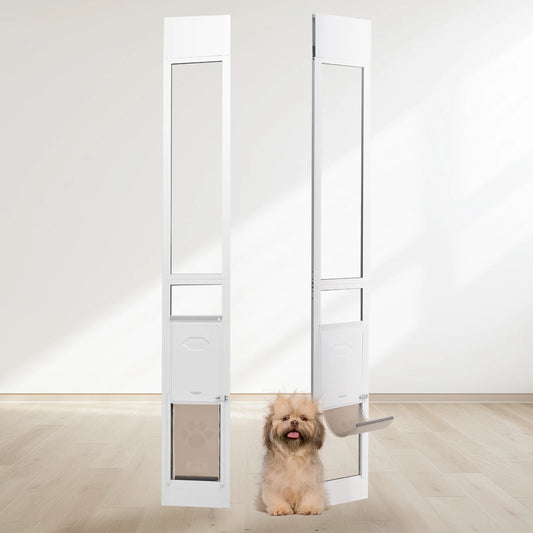Dog Sliding Glass Door, Adjustable Height, Aluminum Frame, ,Tempered Glass Door