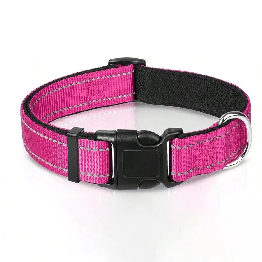 Reflective Dog Collar Soft Padded Breathable Safety Stripes Adjustable Cute Puppy Pet Necklace for Small Medium Large Dog