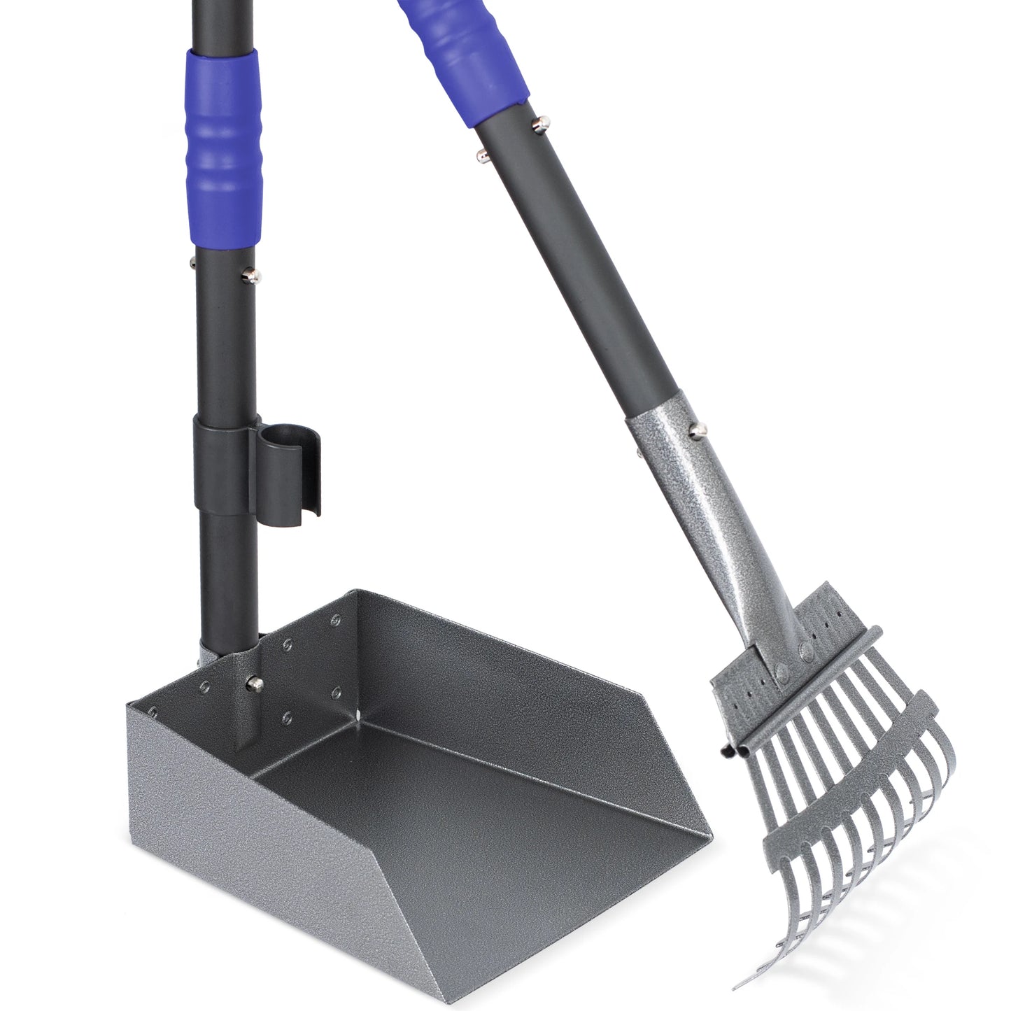 Dog Pooper Scooper, Dog Poop Tray and Rake Set,  with Long Adjustable Sectional Stainless Handles
