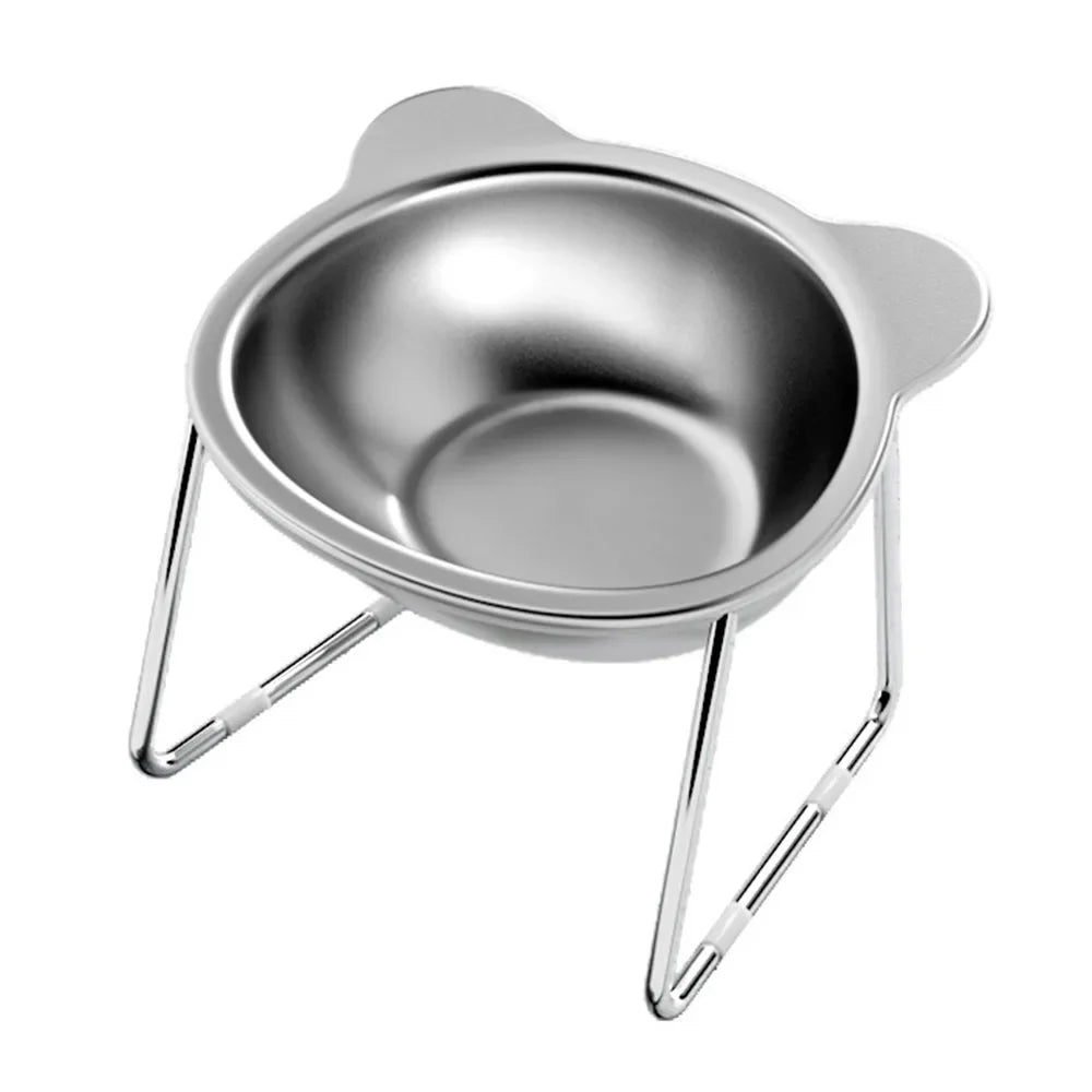 Stainless Steel Raised Cat Bowl with 15° Elevated Shatterproof for Cats and Puppies