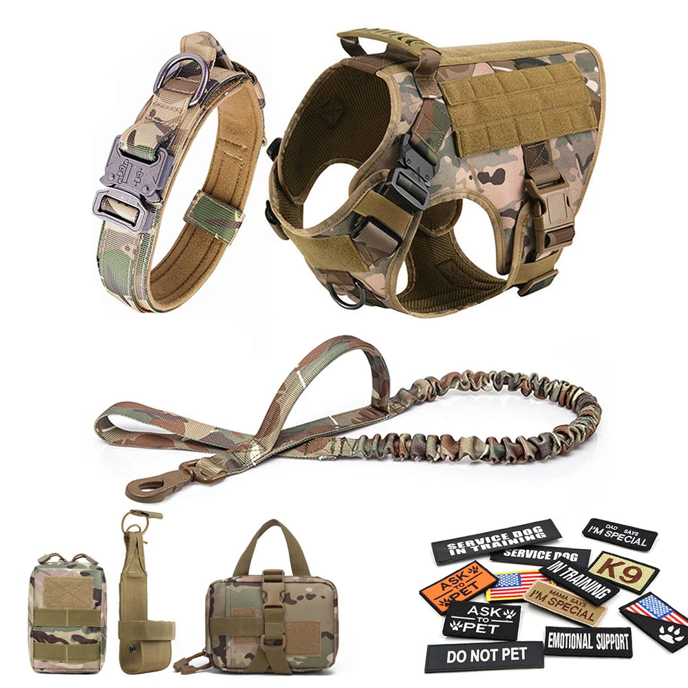 Large Dog Harness Training Vests and Tactic Collar Leash