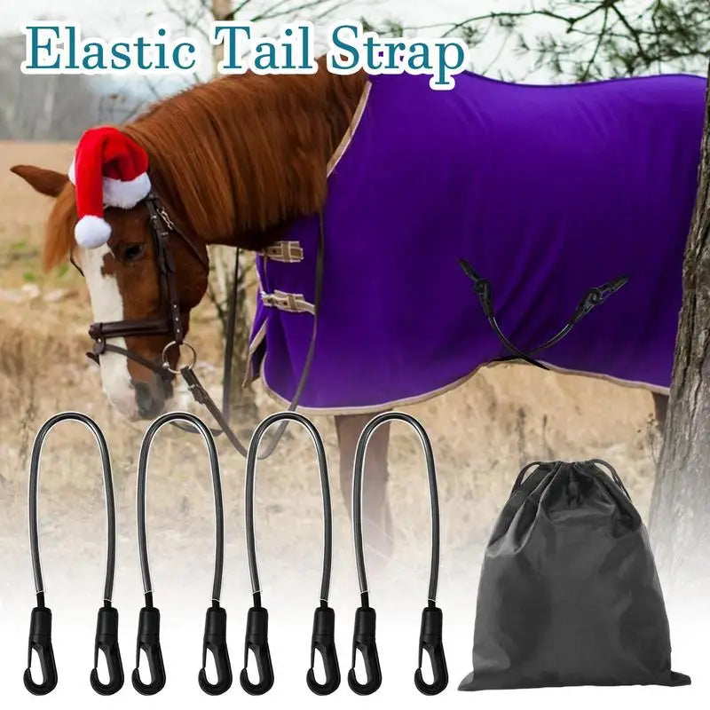 Horse Blanket Straps Adjustable Elastic Tail  With Double-Ended Clips