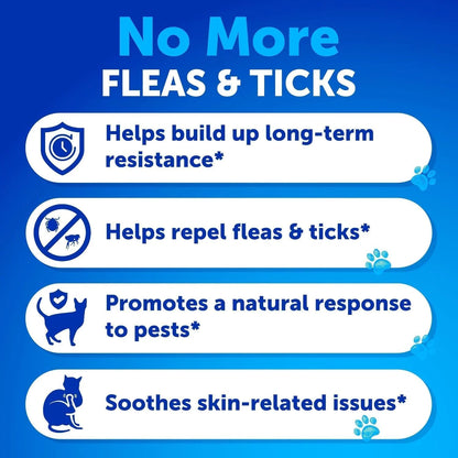【120 Chews】Cat Flea&Tick Control Chewables - Taurine Supplement for Cats-Skin & Coat Health Support- Suitable for All Breeds