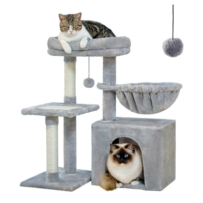 Cat tree and Tower for Indoor with Scratching Posts, Big Hammock, and Removable Top Perch.
