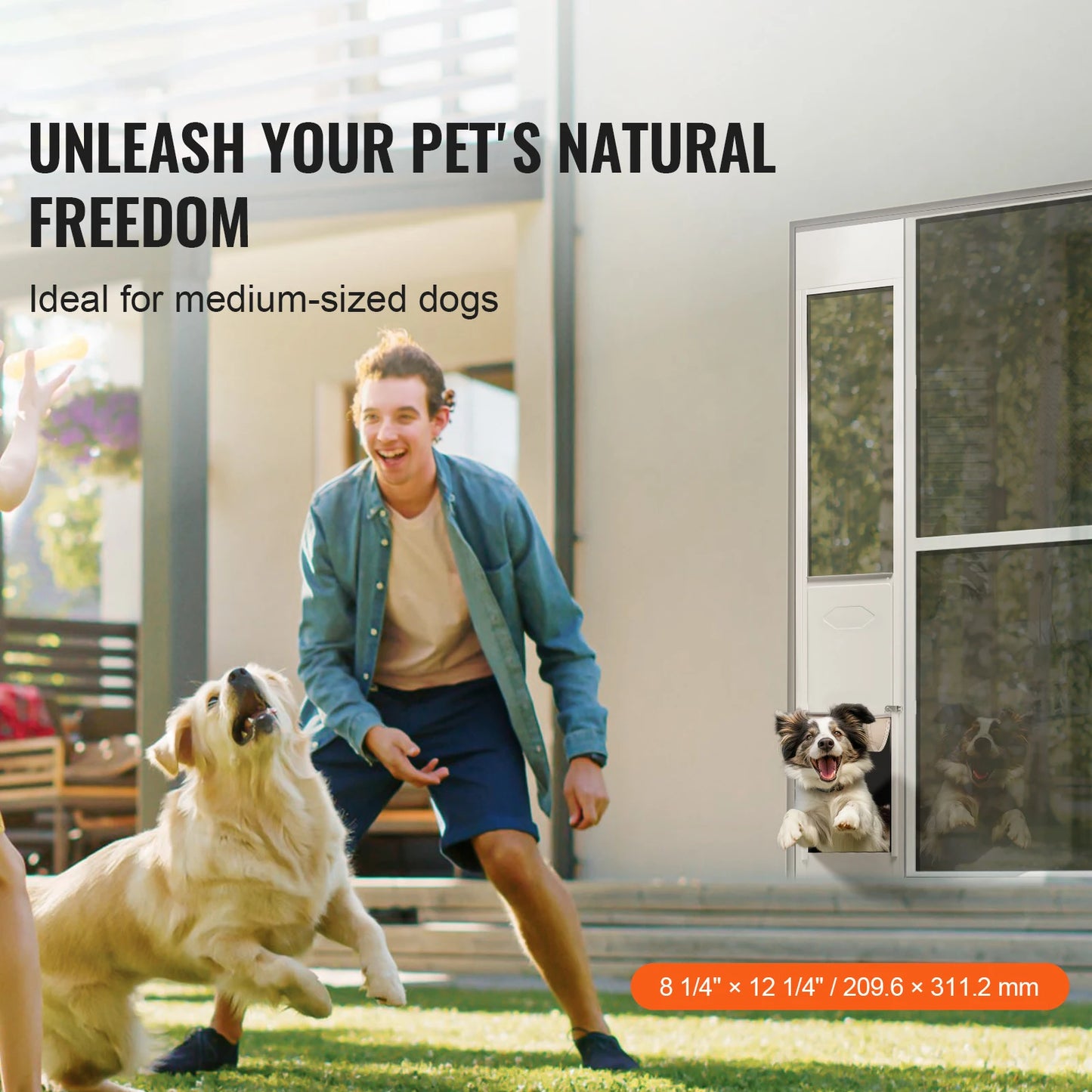 Dog Sliding Glass Door, Adjustable Height, Aluminum Frame, ,Tempered Glass Door