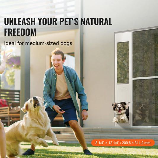 Dog Sliding Glass Door, Adjustable Height, Aluminum Frame, ,Tempered Glass Door