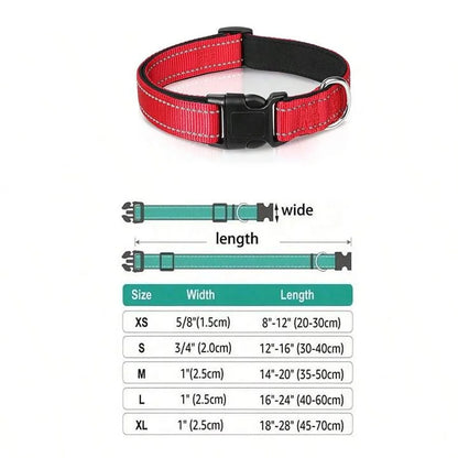 Reflective Dog Collar Soft Padded Breathable Safety Stripes Adjustable Cute Puppy Pet Necklace for Small Medium Large Dog