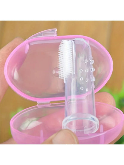 5 PCS Pet Finger Toothbrush Set - Soft Silicone Tooth Brush for Cats & Dogs, Gentle Dental Care withPink Storage Case, Easy Grip