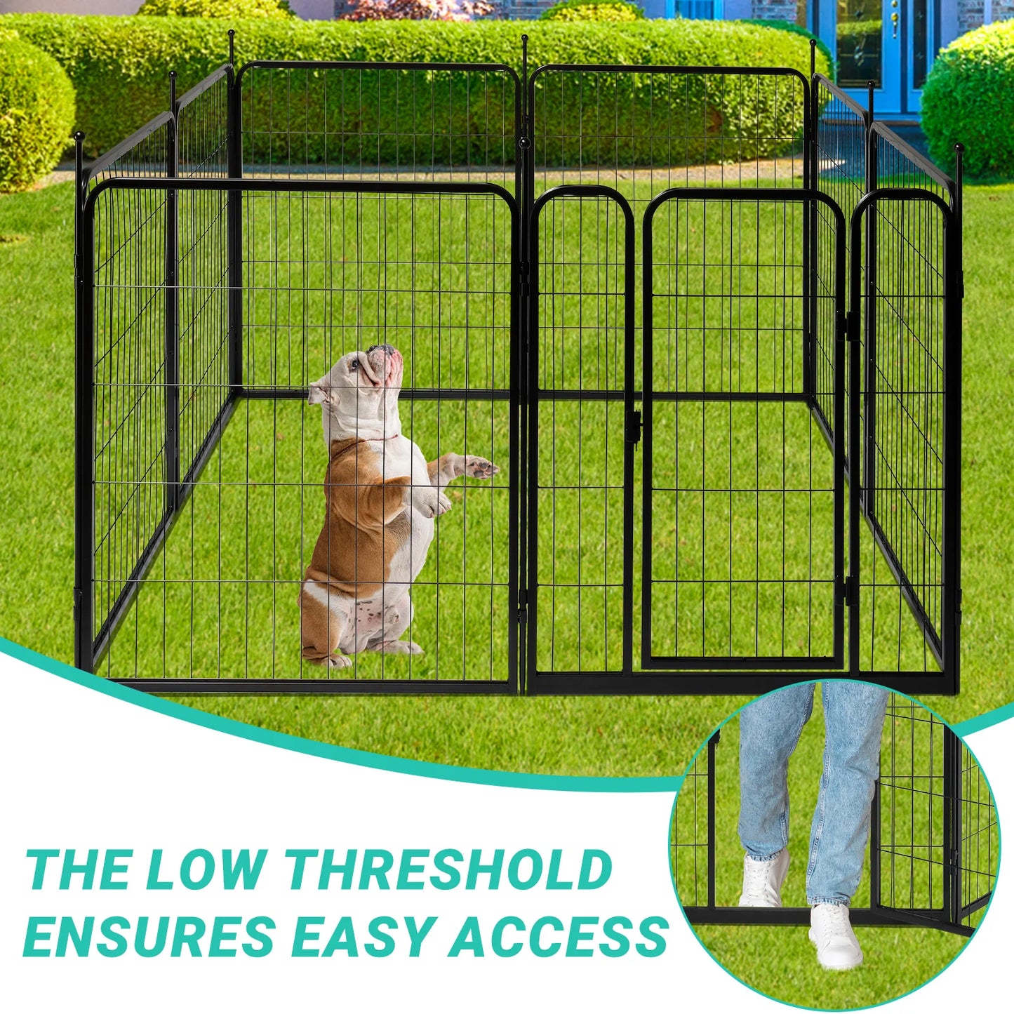 Dog Playpen , 32" Height 8 Panels Metal, Outdoor Exercise with Door for RV,