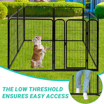 Dog Playpen , 32" Height 8 Panels Metal, Outdoor Exercise with Door for RV,
