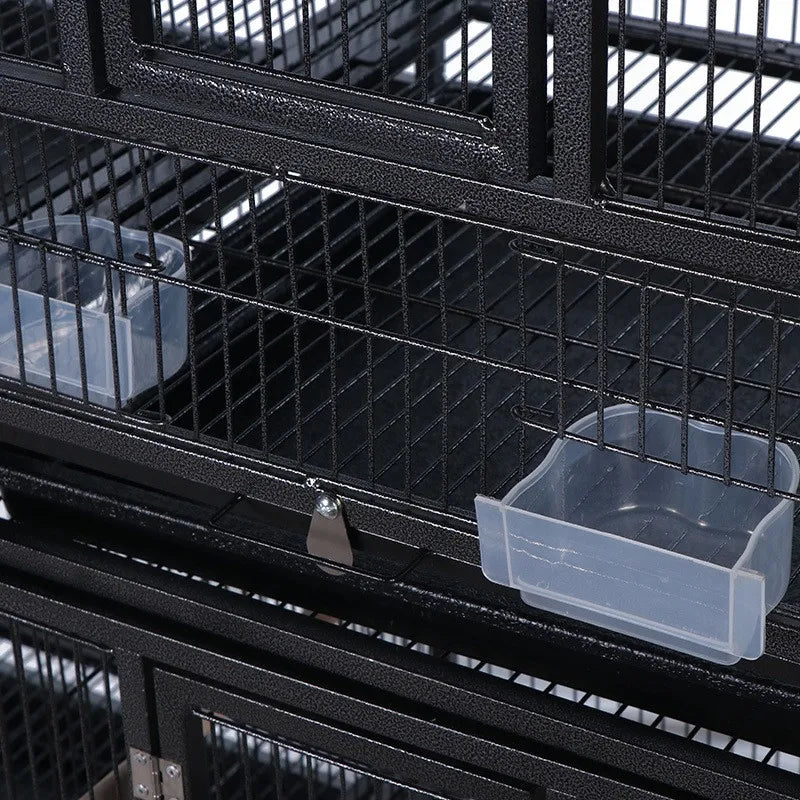 Breeding Flight Bird Cage with Detachable Rolling Stand, Perches, Food Boxes, Slide-Out Tray, and Storage Shelf