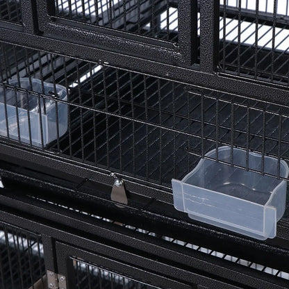Breeding Flight Bird Cage with Detachable Rolling Stand, Perches, Food Boxes, Slide-Out Tray, and Storage Shelf