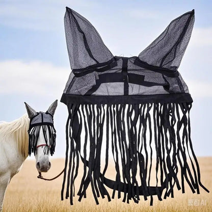 Horse Fly Cover With Ear Mesh With Tassels