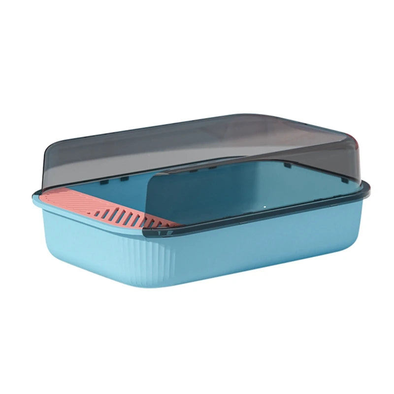 Semi-Enclosed Litter Box, Splashproof  with Enclosed Sandbox