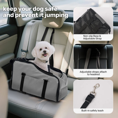 Removable and Washable Car Comfortable Pet Seat for Small Dogs and Cats - Portable Center Console Travel Bed