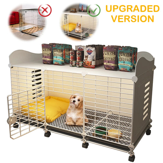 Dog Kennel with Wheels & Tray,