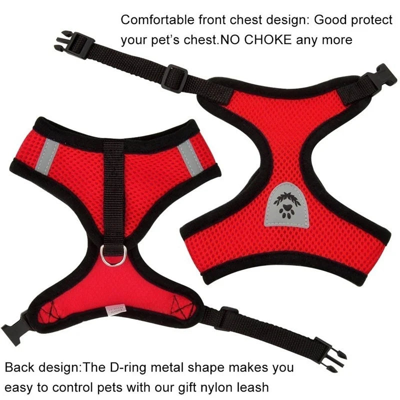 Cat and Dog Harness with Lead Leash, Adjustable Vest,  Polyester Mesh Breathable Harnesses, Reflective sti for Small Dogs and Cats