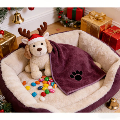 Gift for Host Christmas Dog Bath Towel - Absorbent Dog Towel Cozy Home Stocking Stuffers Quick-Dry Bath Towel for Dogs & Cats