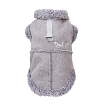 British Style Dog Jacket, Lamb Fleece Winter Dog Clothes for Small Dogs