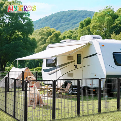Dog Playpen with Door, Outdoor/Indoor Foldable Metal Pet Fence, Heavy Duty Puppy Exercise Pen for Yard, RV Camping,