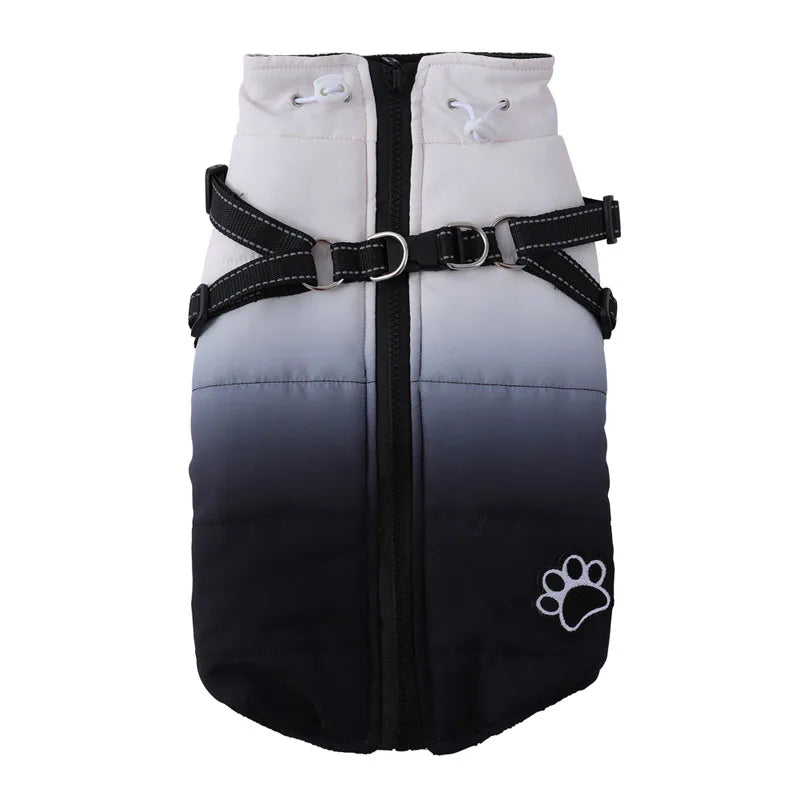 Pet Dog Winter Warm Jacket with Harness, Zipper for Cold Weather