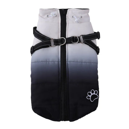 Pet Dog Winter Warm Jacket with Harness, Zipper for Cold Weather