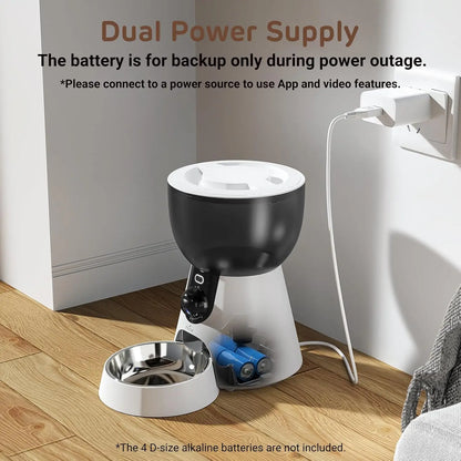 Smart Automatic Pet Feeder with 160° Camera, 5G WiFi, 2K HD, Motion Detection, Voice Interaction & Night Vision