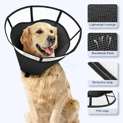 Dog Recovery Cone, Adjustable Soft Cone, Wound Care Visible Wrap, Anti-Lick Shield,  Breathable Pet Collar Anti-Bite