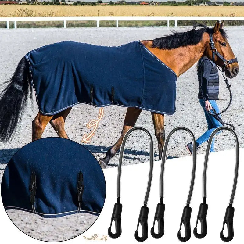 Horse Blanket Straps Adjustable Elastic Tail  With Double-Ended Clips