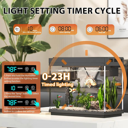 2.4 Gallon Smart Aquarium Kit with Humidifier, LED Lights & Quiet Pump for Home Decor