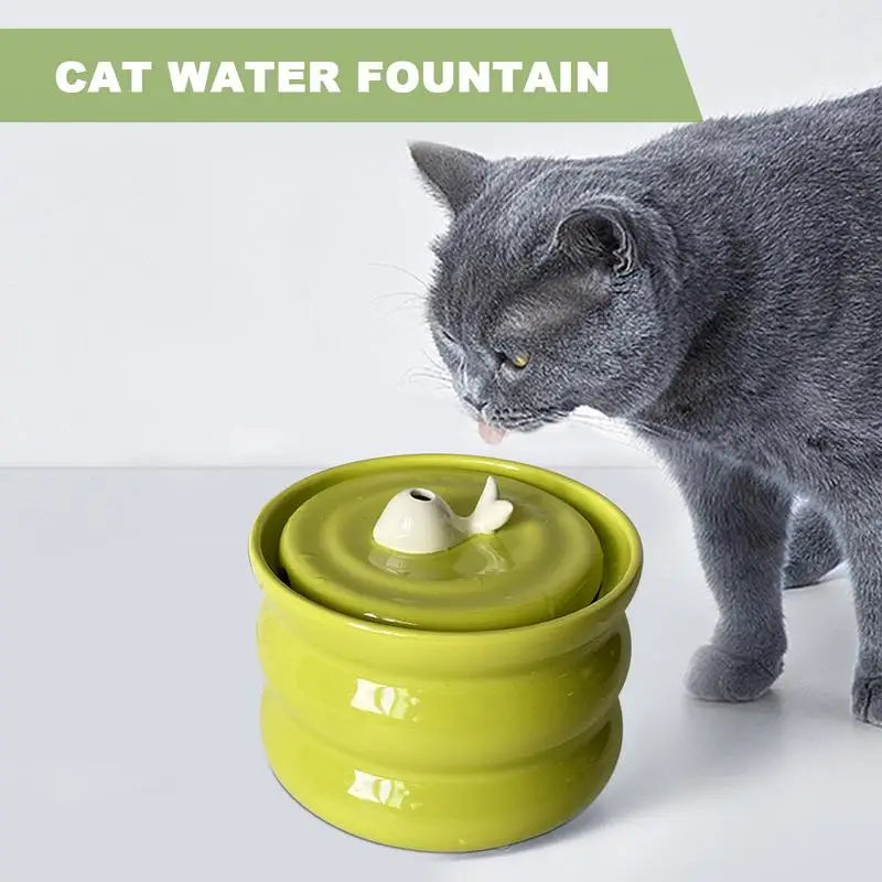Cat Water Fountain 800ml Ceramic Automatic Low Noise Pet Drinker with Filter Small Dogs Water Dispenser Auto Drinking