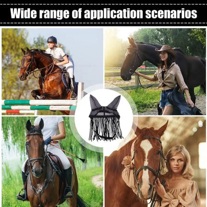 Horse Fly Cover With Ear Mesh With Tassels