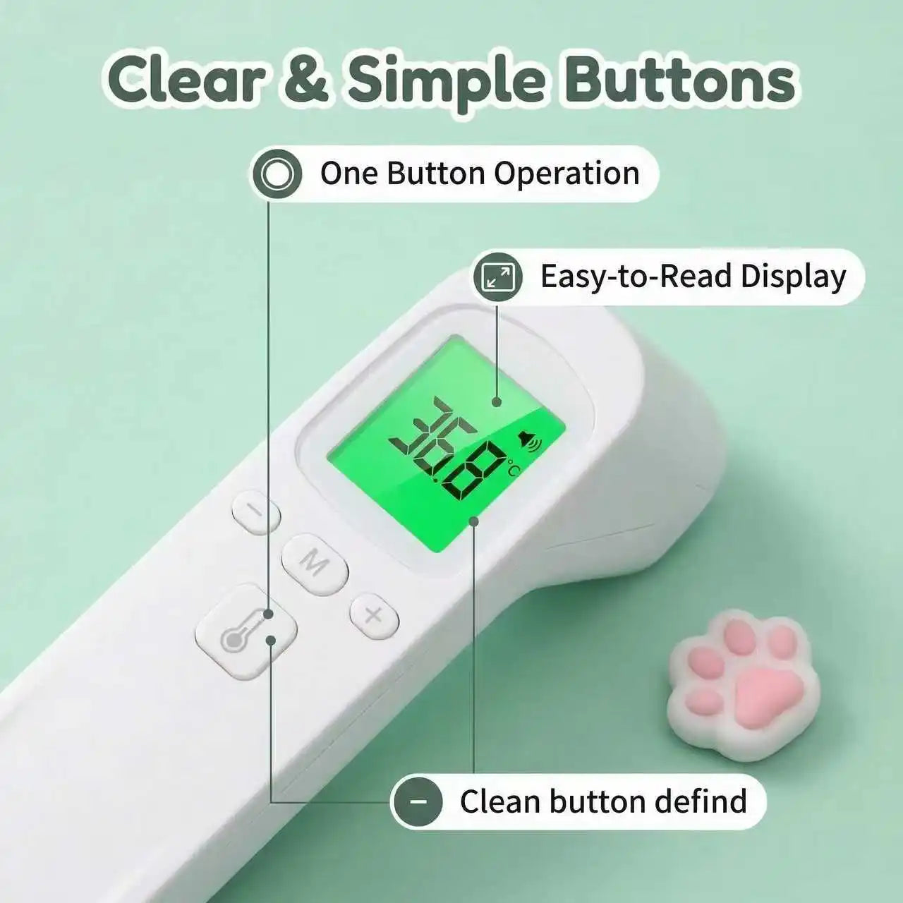 2-in-1 Cat Dog Accuracy Thermometer Portable Display Reading Pet Physical Temperature Storage Fever Color Alarm One Click Boot