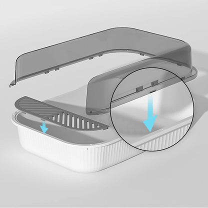 Semi-Enclosed Litter Box, Splashproof  with Enclosed Sandbox